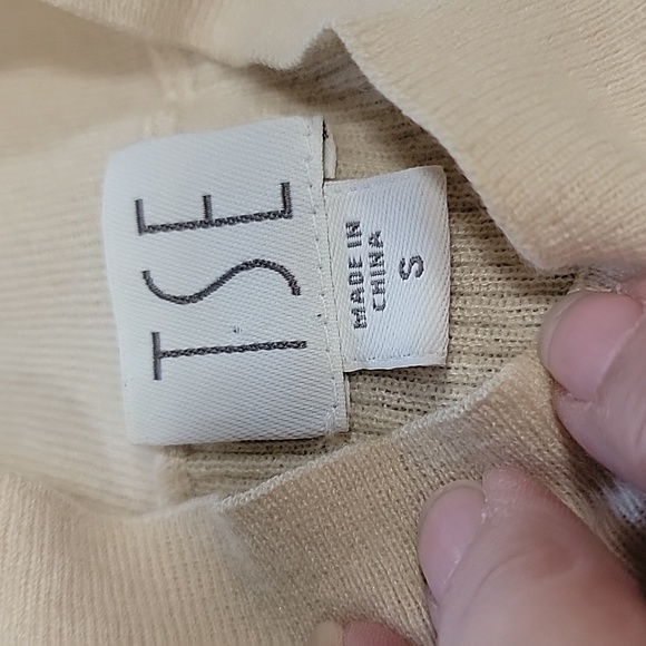 TSE Size S Cream Colored Cashmere & Silk Mock Neck Long Sleeve Knit Top/Sweater - Picture 9 of 12